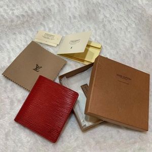 Louis Vuitton Bifold Wallet Epi Leather Red